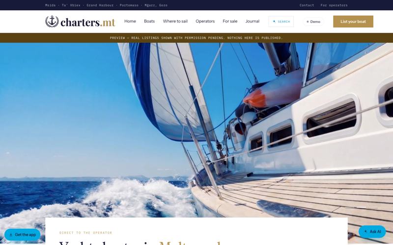 charters.mt homepage
