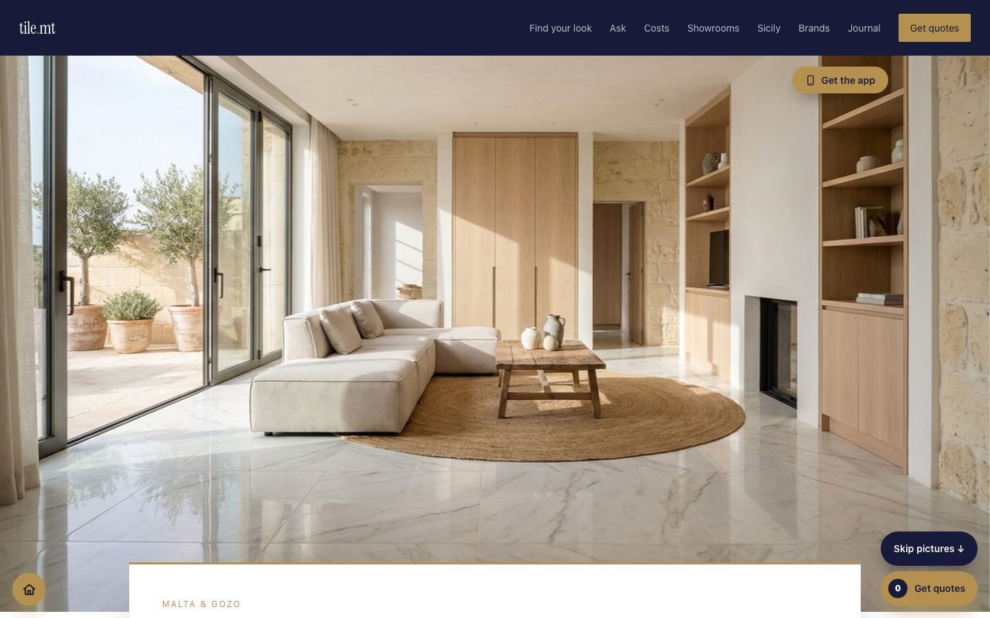 tile.mt homepage, as it appears on the live site